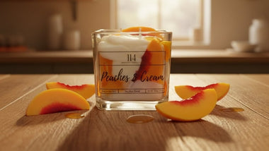 Peaches and cream dessert candle